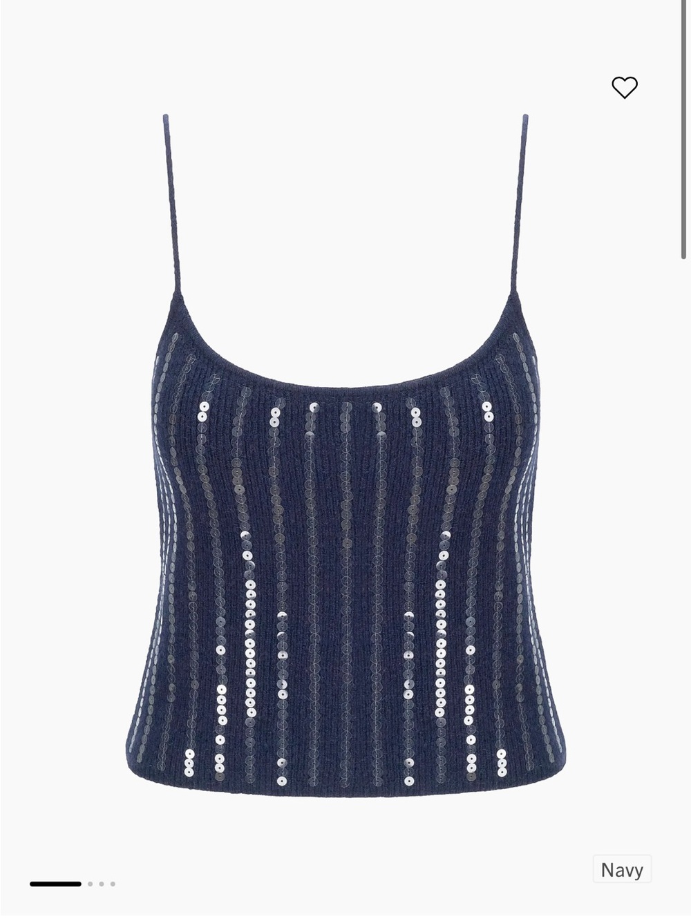 STAUD Emerson Sequined Rib-knit Tank (Navy)